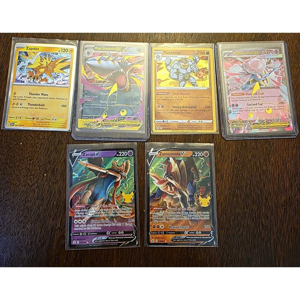 Pokemon TCG Celebrations 6 Card Lot Zapdos Machamp Zacian V Holo Full Art